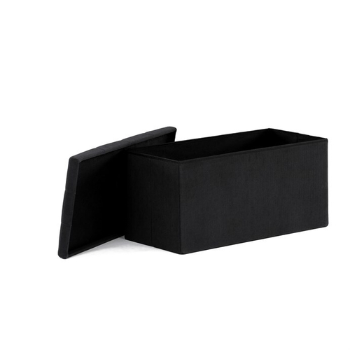 Taburet s úložným prostorem, černá, manšestrová látka, TAB-472 BK6