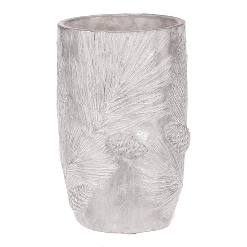 Váza betonová - vzor borovice, barva stříbrná