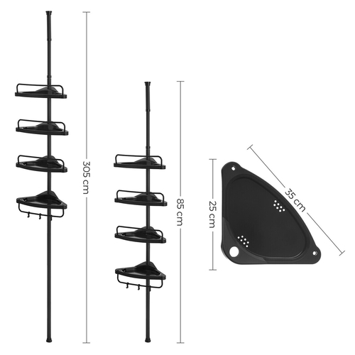 Koupelnová police, plast, černá, AKP-E1001 BK