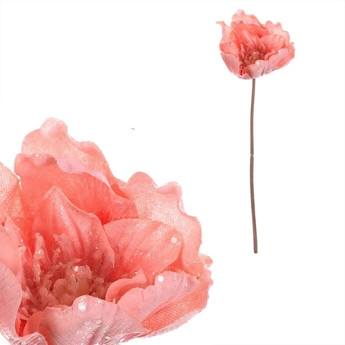 Čemeřice - umělý květ na stonku, růžová se třpytkami