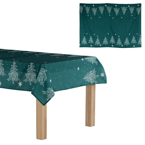 Ubrus - motiv se stromky, 100% polyester, 130 x 160 cm, zelený