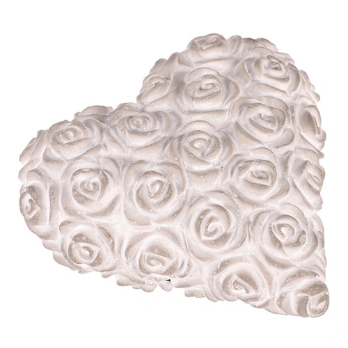 Srdce s růžemi - betonové, šedé