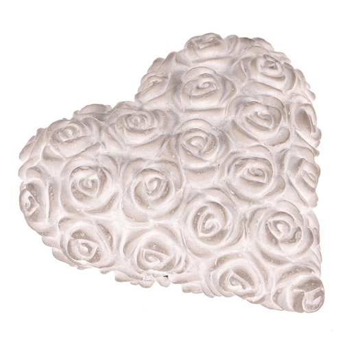 Srdce s růžemi - betonové, šedé