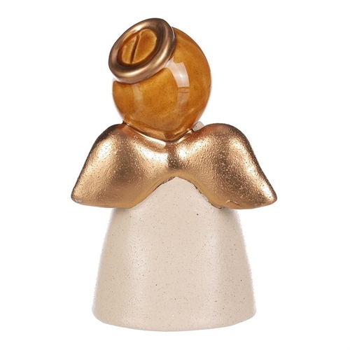 Anděl - keramická figurka, krémová se zlatými křídly