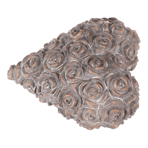 Srdce s růžemi - betonové, antracitově šedé