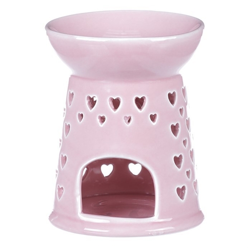 Aromalampa - porcelánová, se srdíčky, barva růžová