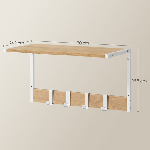 Set 2 nástěnných poliček, mdf, béžová, ABP-E1083 WT