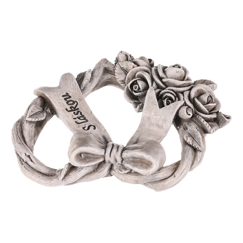 Srdce se stuhou a mašlí - pietní, polyresin, šedá