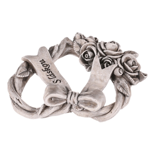 Srdce se stuhou a mašlí - pietní, polyresin, šedá