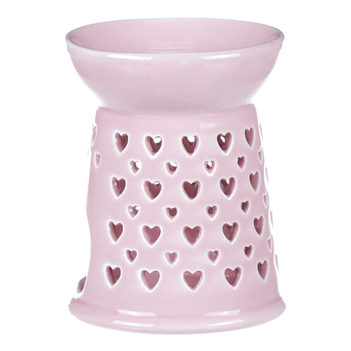 Aromalampa - porcelánová, se srdíčky, barva růžová