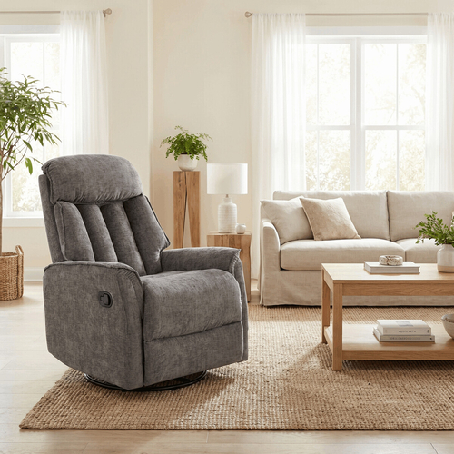 Polohovací křeslo, šedá, látka, TV-H9327 GREY2