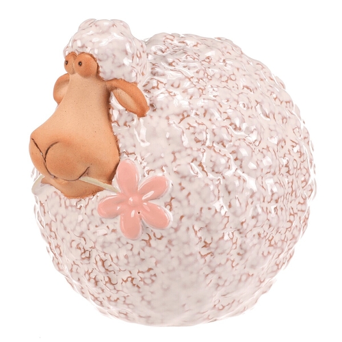 Ovečka - keramická figurka, vel. L, bílo-hnědá