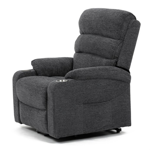 Polohovací křeslo, elektrické kabelové ovládání, šedá, látka, TV-S8348 GREY2