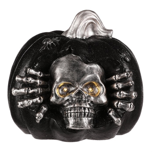 Dýně s lebkou - Halloween, magnesium, LED osvětlení