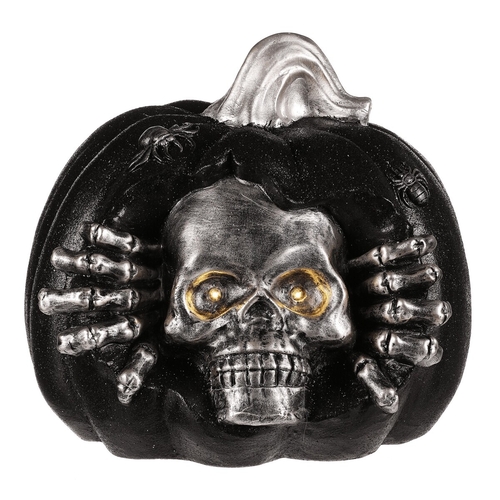 Dýně s lebkou - Halloween, magnesium, LED osvětlení