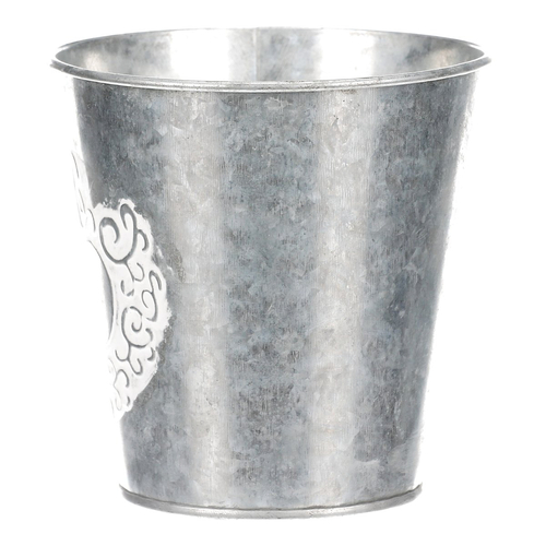 Obal kovový - dekor srdce, barva stříbrno-bílá