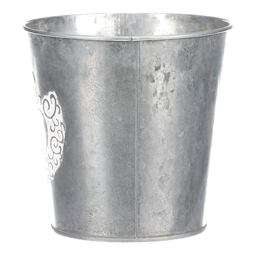 Obal kovový - dekor srdce, barva stříbrno-bílá