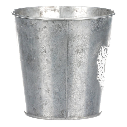 Obal kovový - dekor srdce, barva stříbrno-bílá