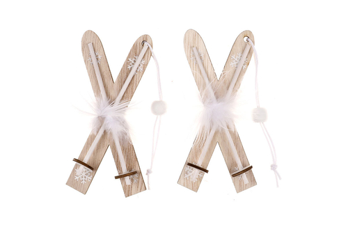 Lyže závěsné - dřevo, barva přírodní, cena za balení (2 ks)