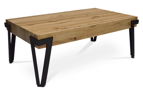 Konferenční stolek, 112x62x43 cm, deska MDF, dekor divoký dub, kov - černý mat