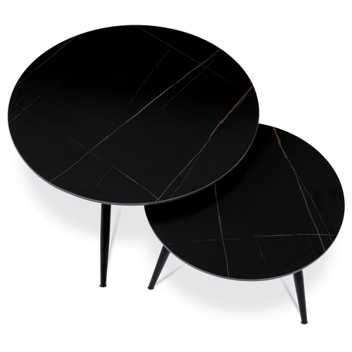 Konferenční stolek 80x80x45cm, slinutá keramika, mramor, AHG-403 BK