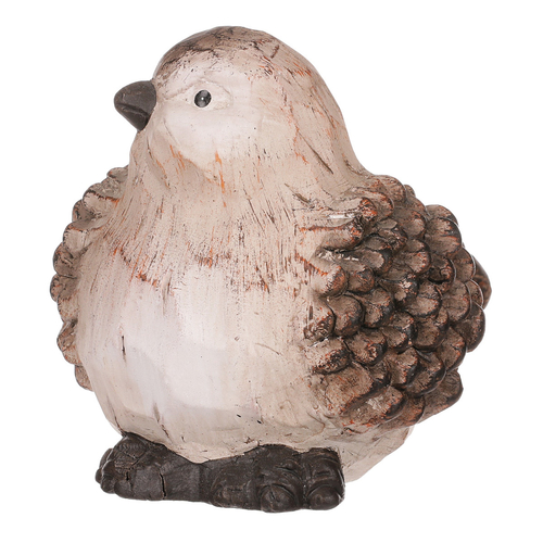 Ptáček - keramická figurka, barva hnědá