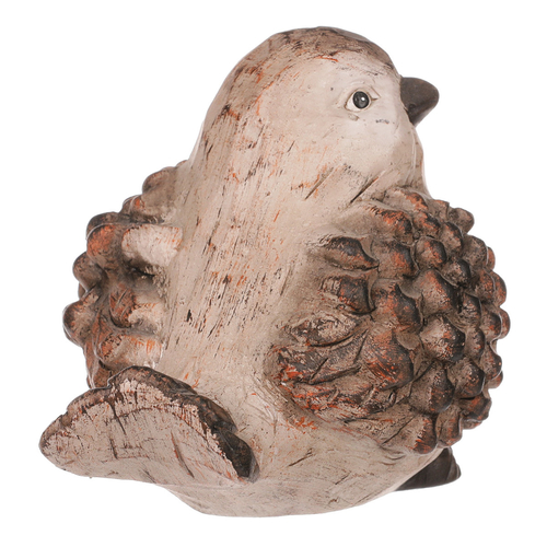 Ptáček - keramická figurka, barva hnědá