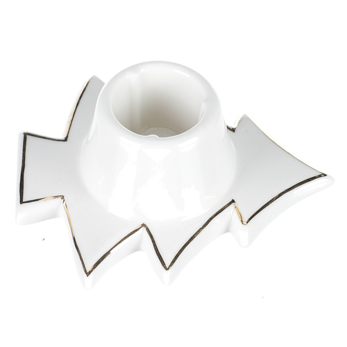 Svícen na kónickou svíčku - porcelán, tvar stromku, bílý