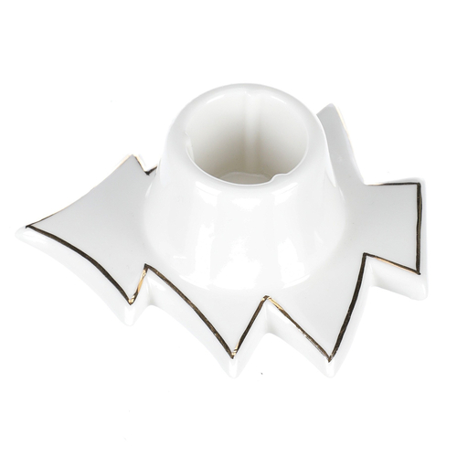 Svícen na kónickou svíčku - porcelán, tvar stromku, bílý