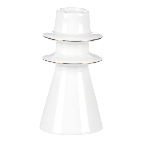 Svícen na kónickou svíčku - porcelán, vysoký, bílý