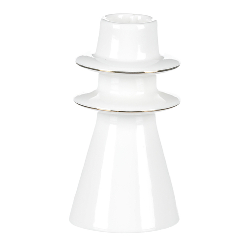 Svícen na kónickou svíčku - porcelán, vysoký, bílý