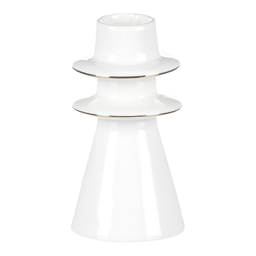 Svícen na kónickou svíčku - porcelán, vysoký, bílý