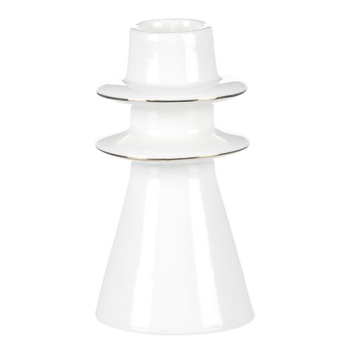 Svícen na kónickou svíčku - porcelán, vysoký, bílý