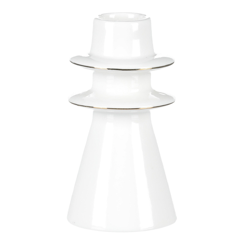 Svícen na kónickou svíčku - porcelán, vysoký, bílý