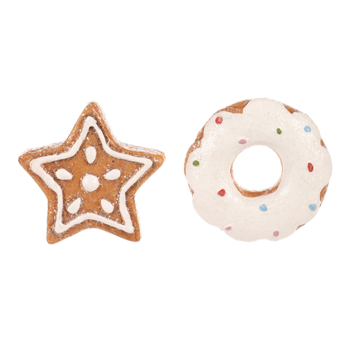 Hvězda a donut - ozdoby z terakoty, imitace perníku, cena za 1 ks