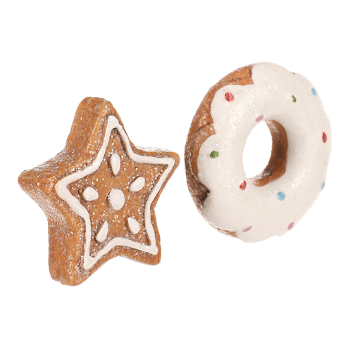 Hvězda a donut - ozdoby z terakoty, imitace perníku, cena za 1 ks