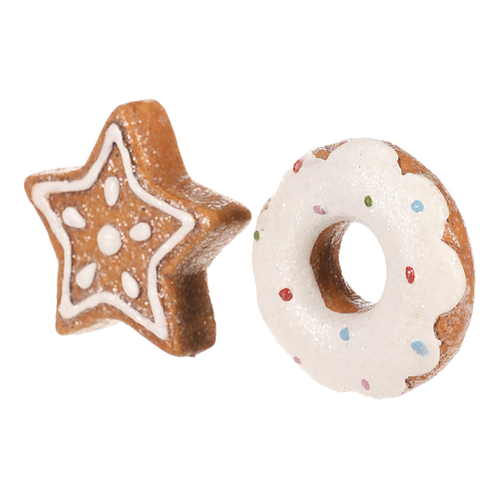 Hvězda a donut - ozdoby z terakoty, imitace perníku, cena za 1 ks