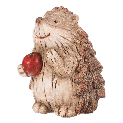 Ježek s jablkem - polyresin, béžovo-hnědý