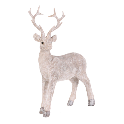 Jelen - polyresinová figurka, stojící, vel. L, bílý