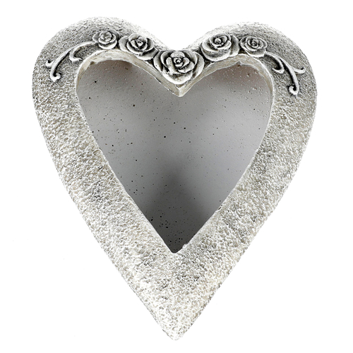 Srdce s květy růží - pietní obal, barva šedá