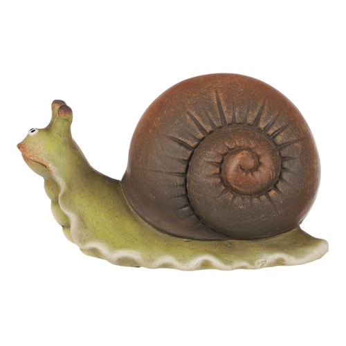 Šnek - keramická figurka, vel. M, zeleno-hnědý