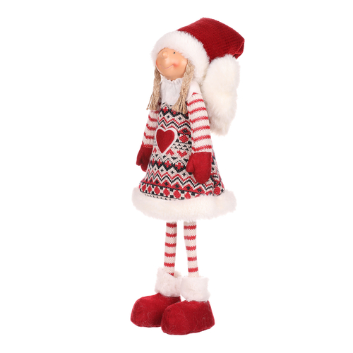 Anděl - látková figurka, v červeném oblečku se srdíčkem