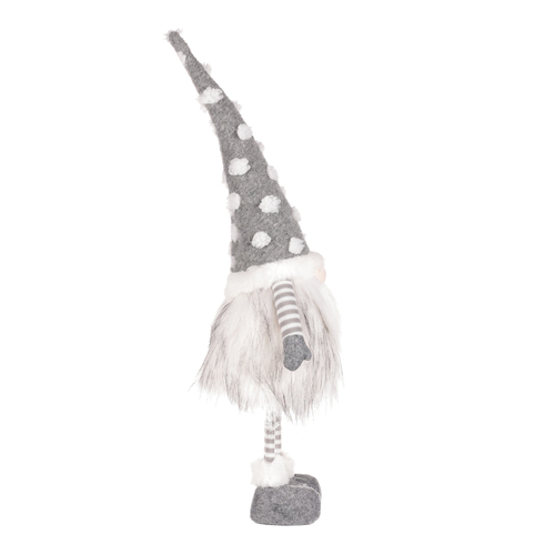 Skřítek - látková figurka, LED osvětlení, barva šedo-bílá
