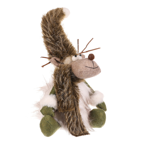 Sob - látková figurka, sedící, bílo-zelená