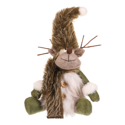 Sob - látková figurka, sedící, bílo-zelená