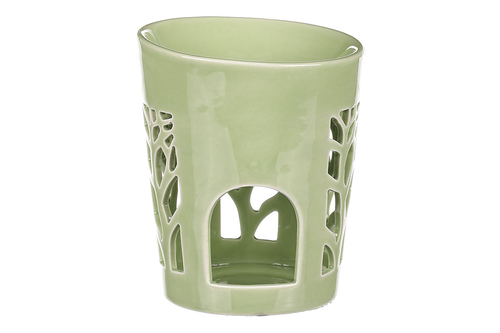 Aromalampa, motiv strom života, zelená barva, porcelán