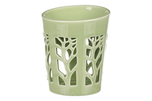 Aromalampa, motiv strom života, zelená barva, porcelán