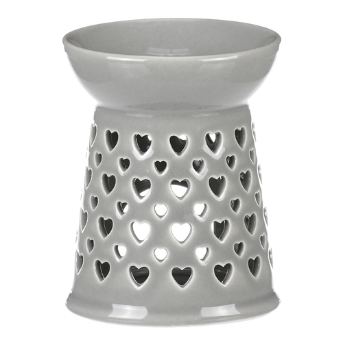 Aromalampa - porcelánová, se srdíčky, barva šedá