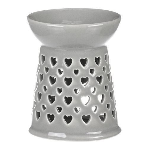 Aromalampa - porcelánová, se srdíčky, barva šedá