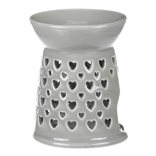 Aromalampa - porcelánová, se srdíčky, barva šedá